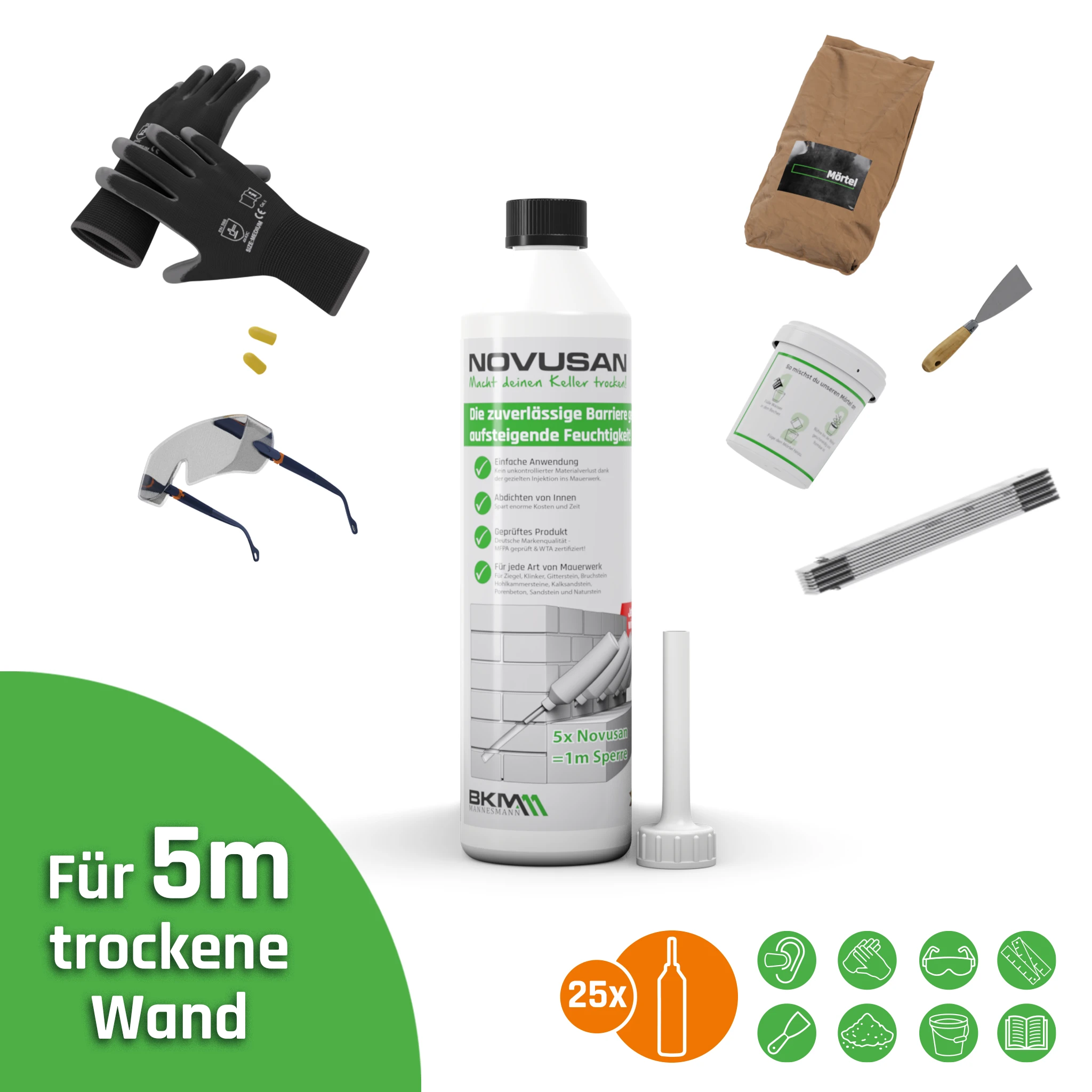 Novusan Set 5 m trockene Wand (25 x 500ml Flasche)